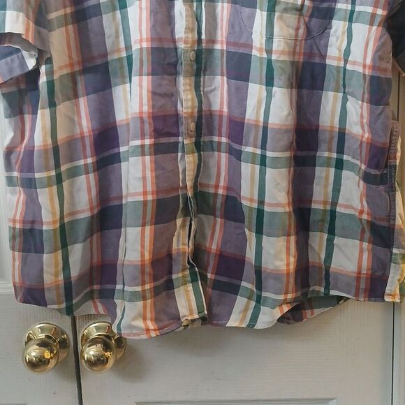 Eddie Bauer plaid button down short sleeve casual shirt Sz XL - Picture 2 of 8